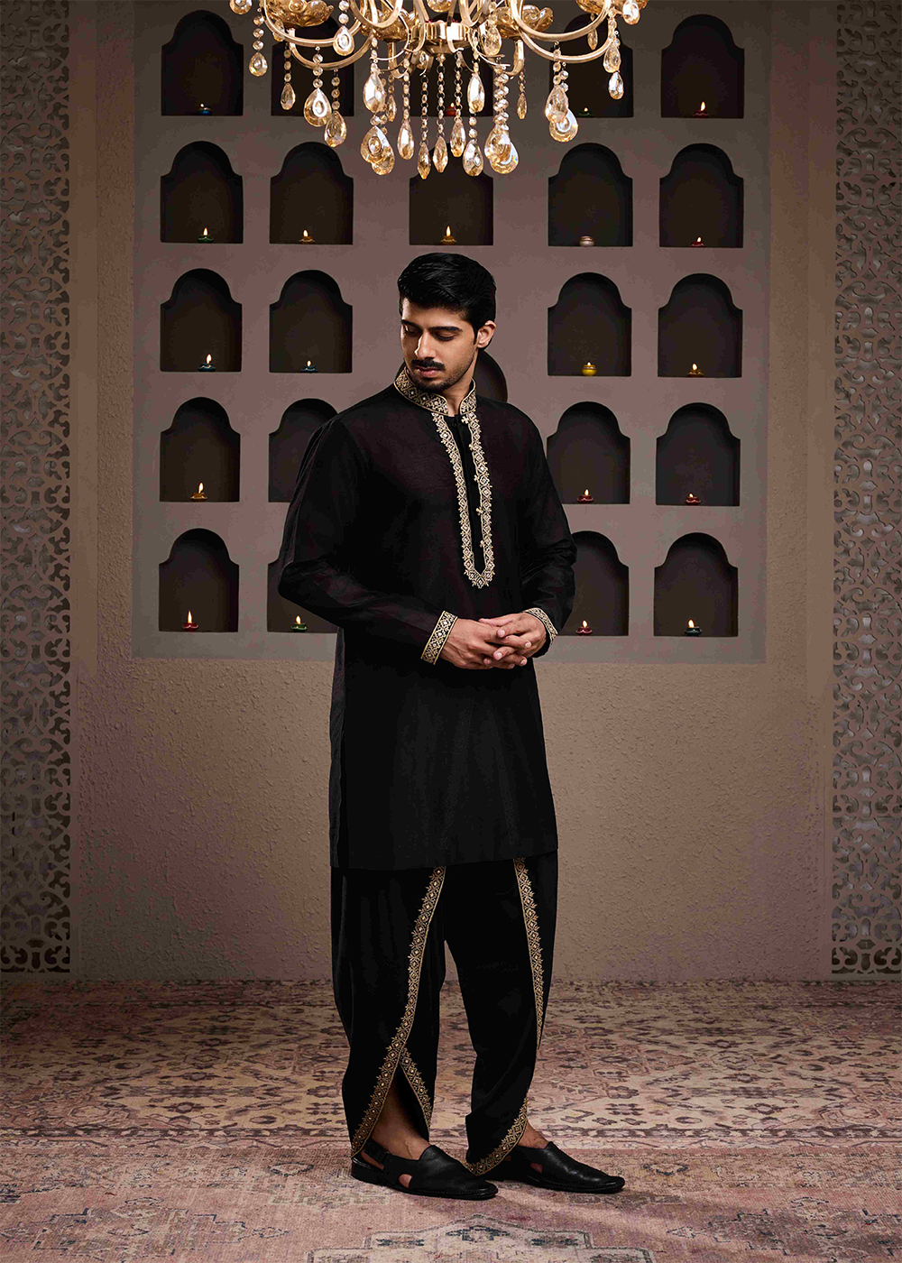 Black Mirrorwork Kurta Dhoti Salwar