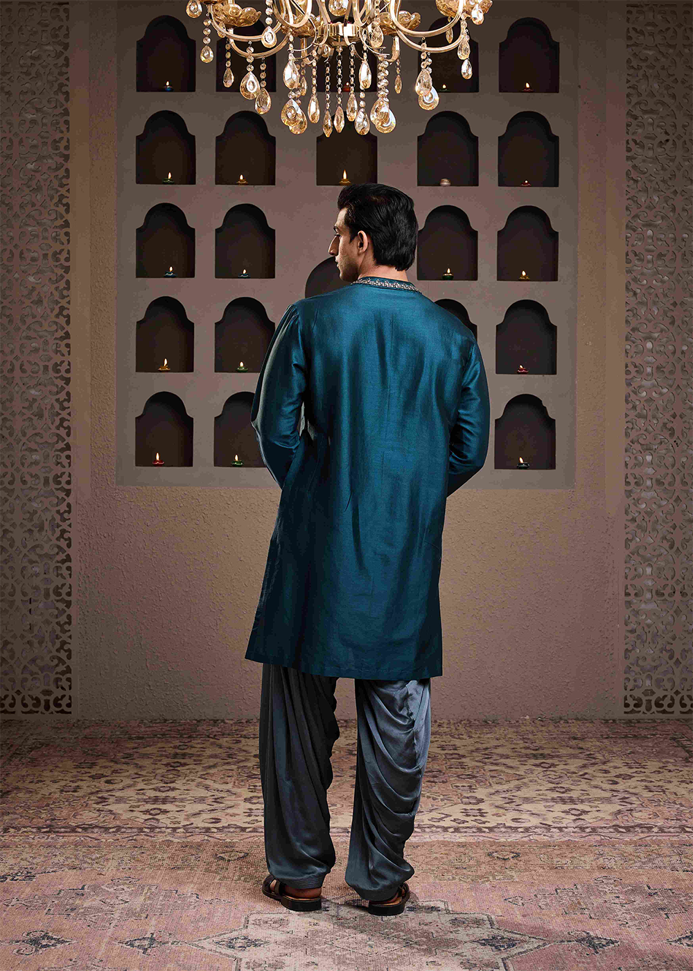 Teal Chanderi Kurta Patiyala Salwar