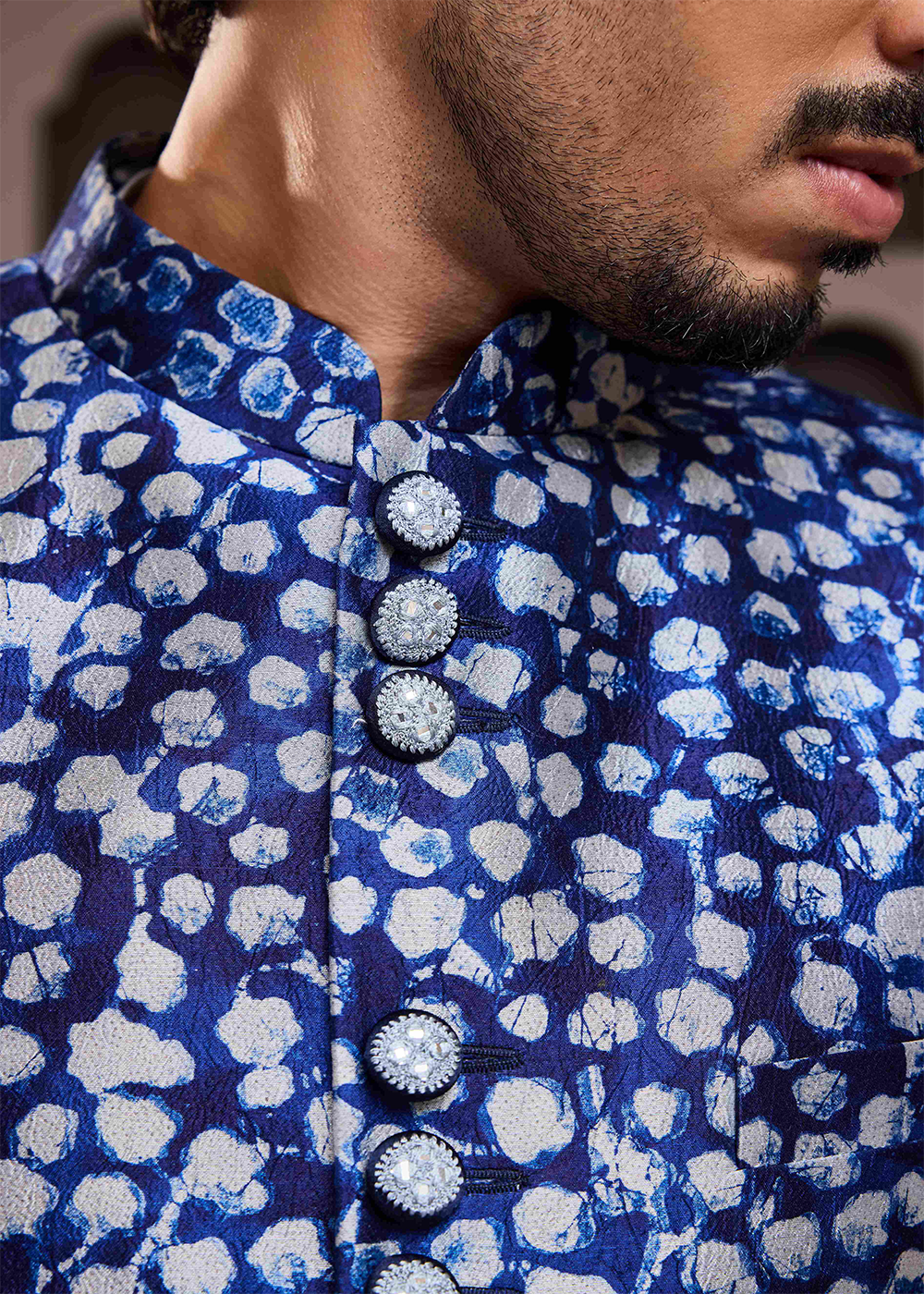 Indigo Printed Short Jacket Kurta Patiyala Salwar