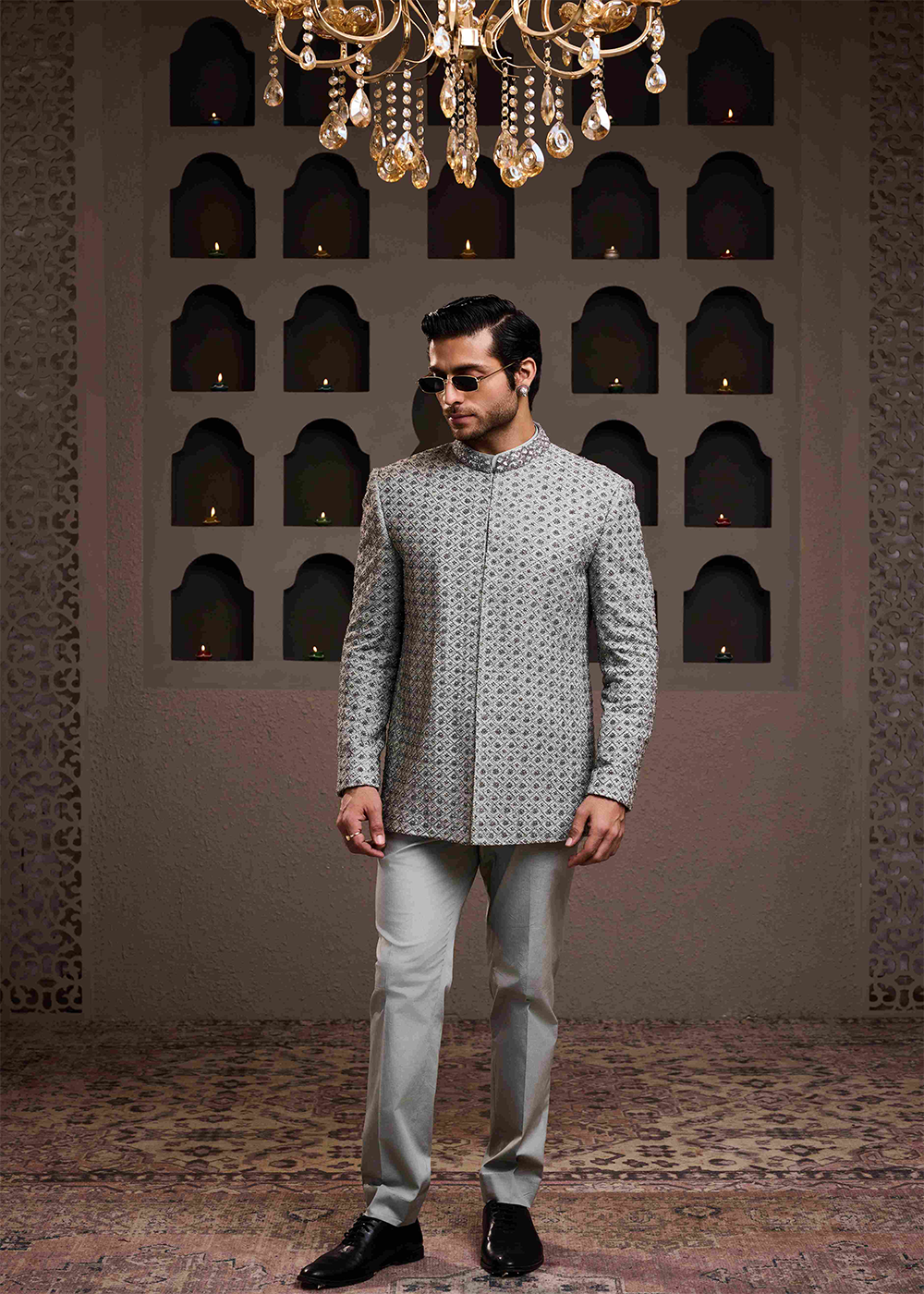 Grey Jodhpuri Coat Pant