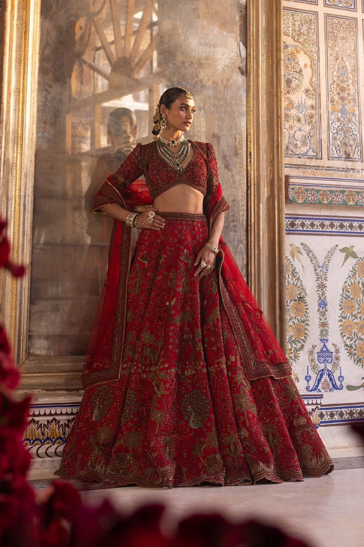 Red Bridal Lehenga with Dabka Zardozi Work