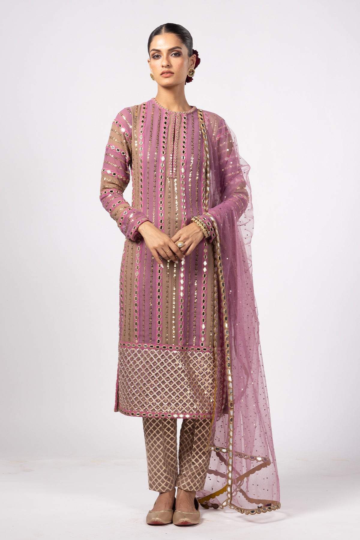 Mud Mauve Mirror Kurta Set