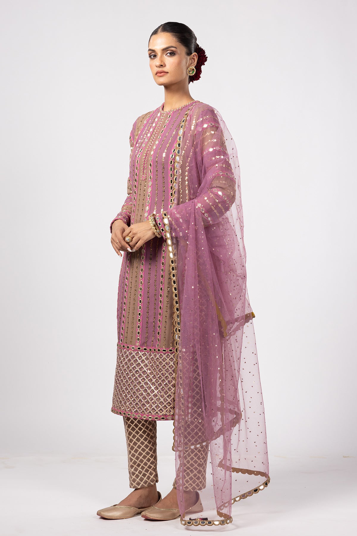 Mud Mauve Mirror Kurta Set