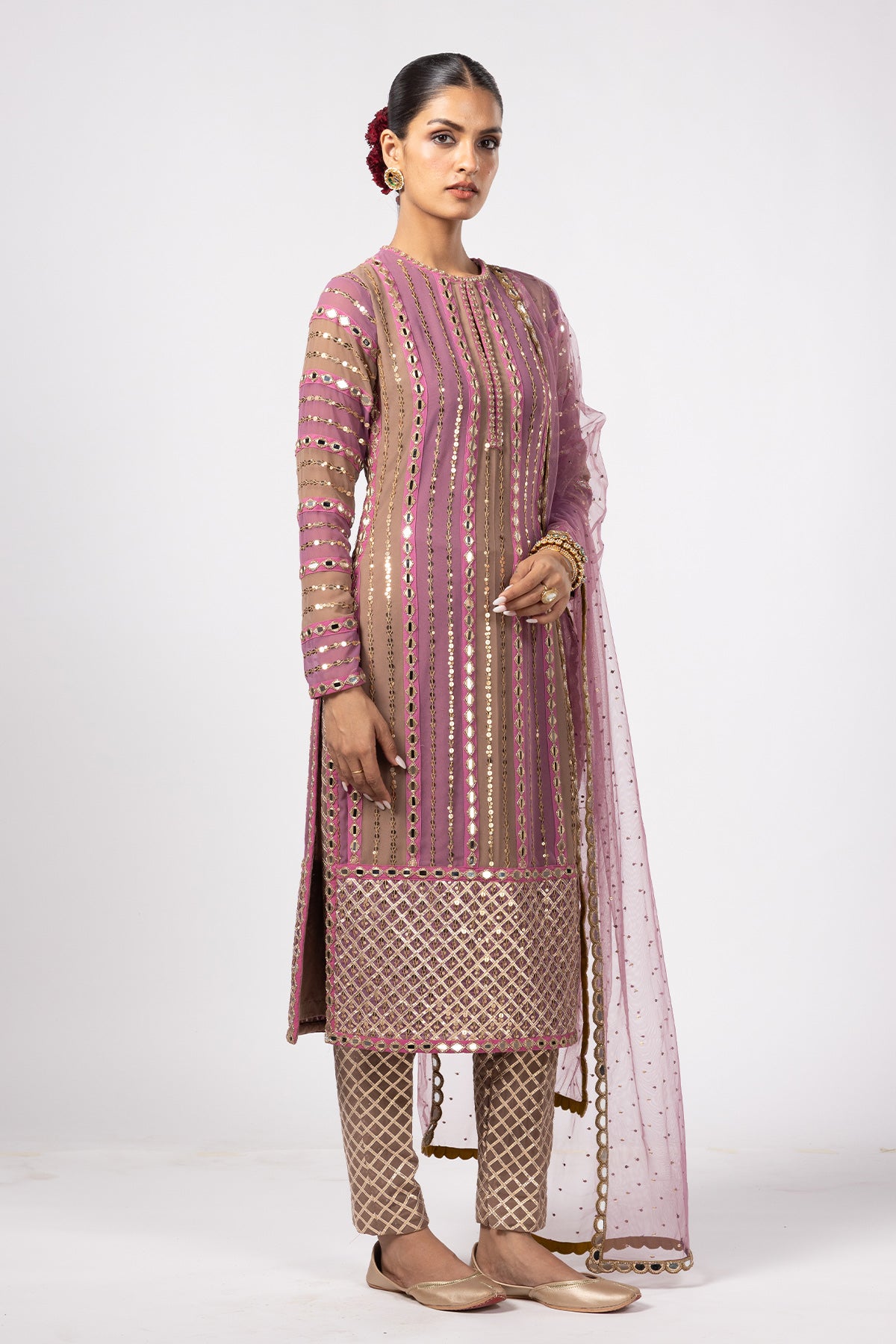Mud Mauve Mirror Kurta Set