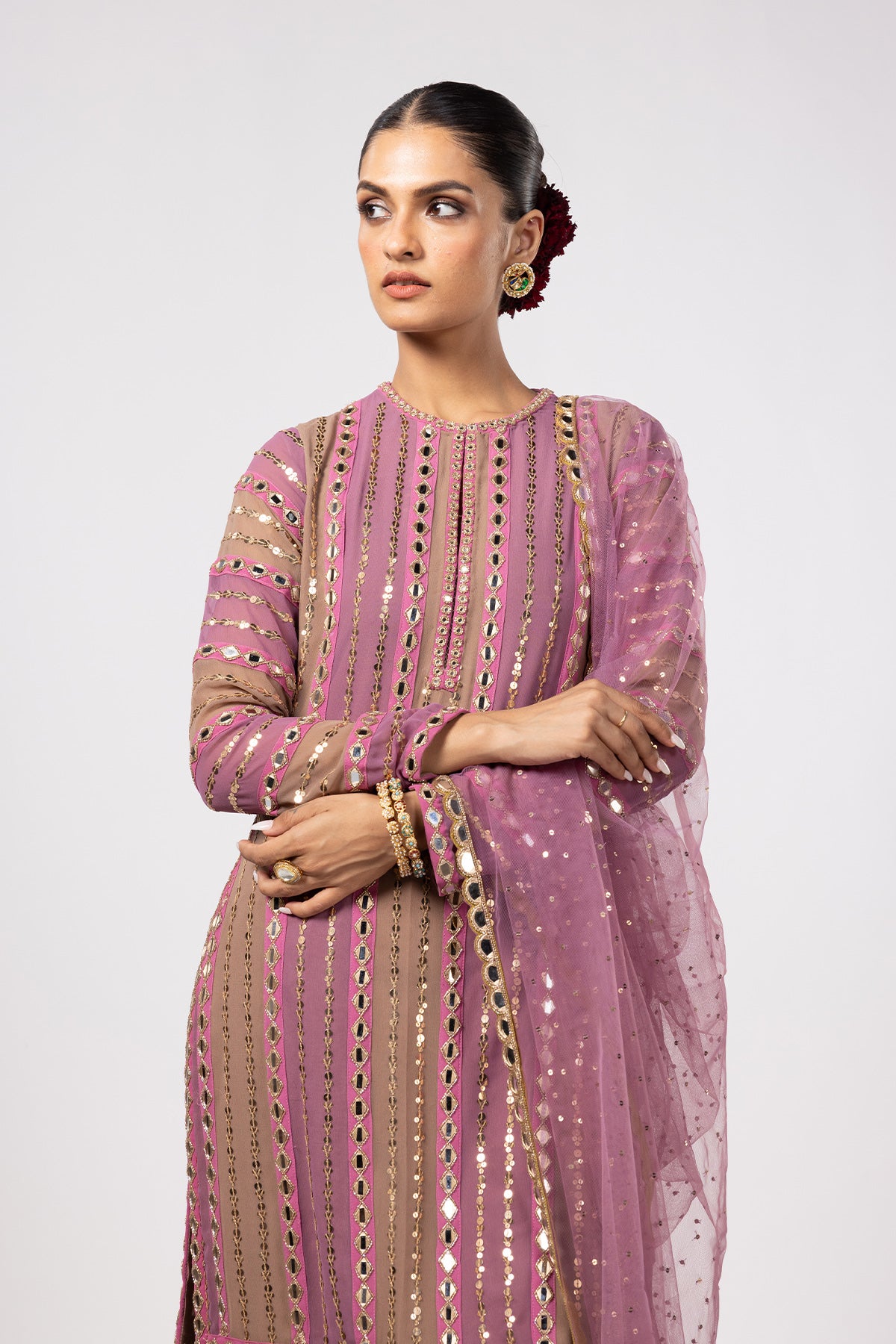 Mud Mauve Mirror Kurta Set