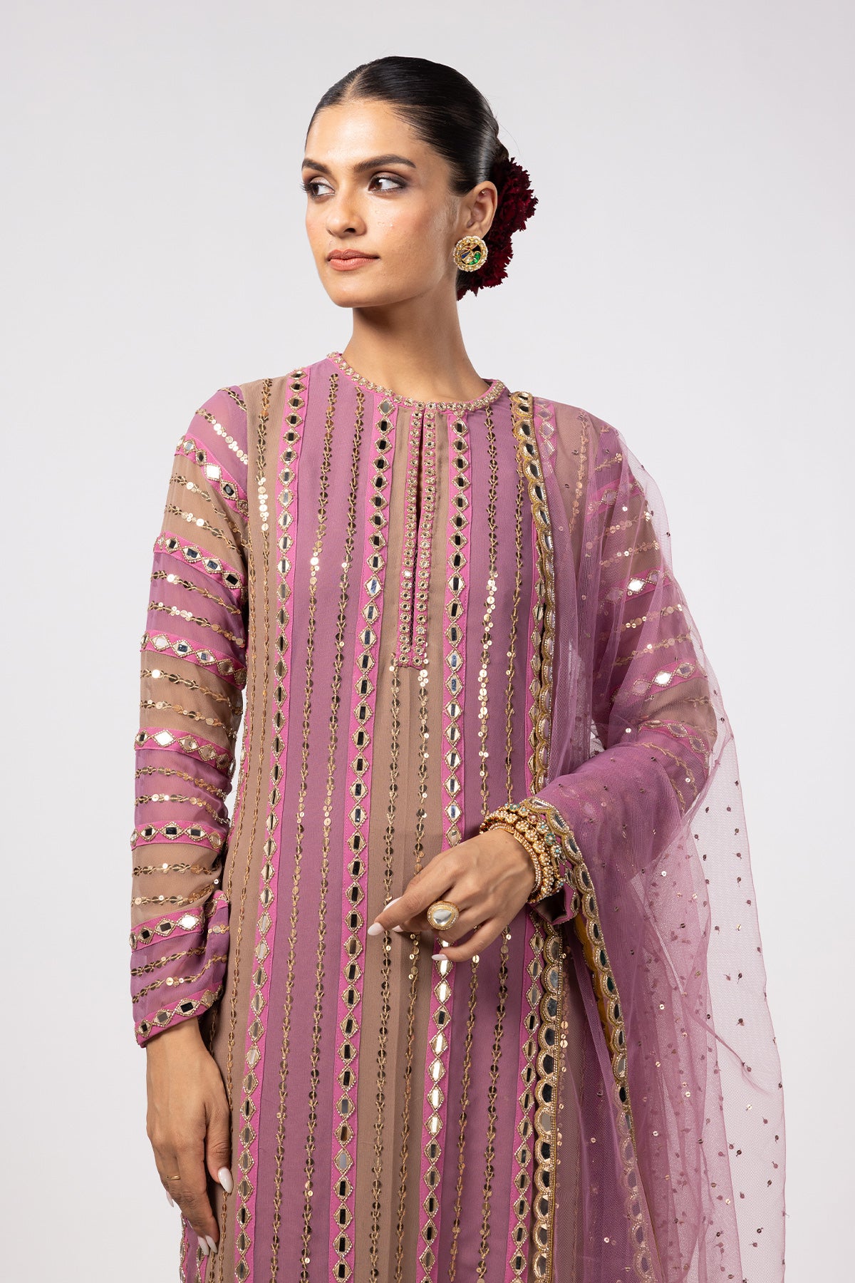 Mud Mauve Mirror Kurta Set