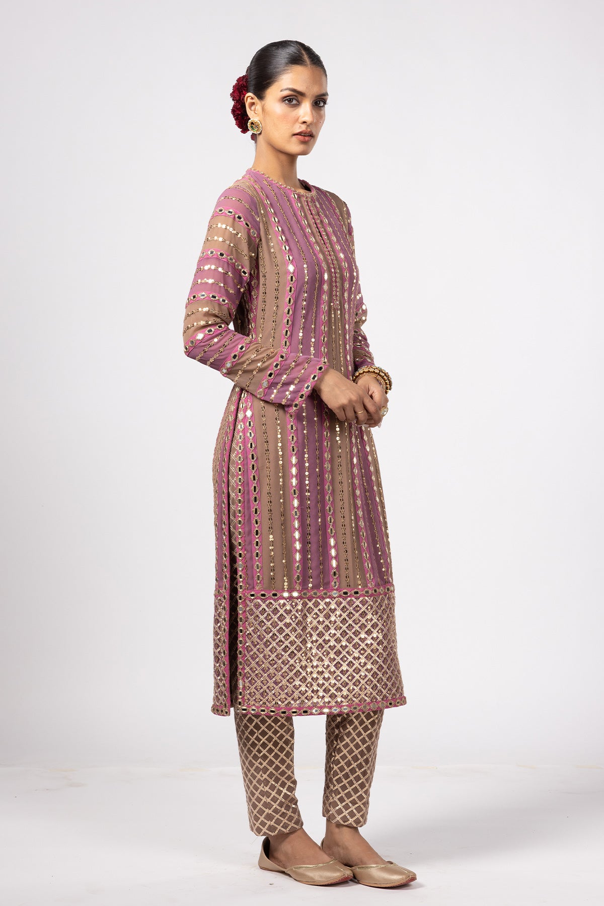 Mud Mauve Mirror Kurta Set