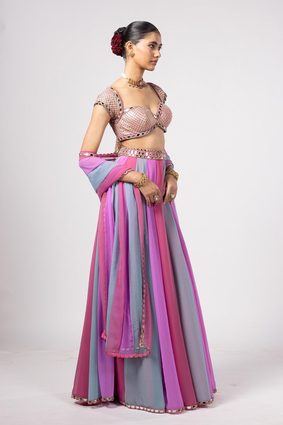 Aqua Lehenga Pants Set