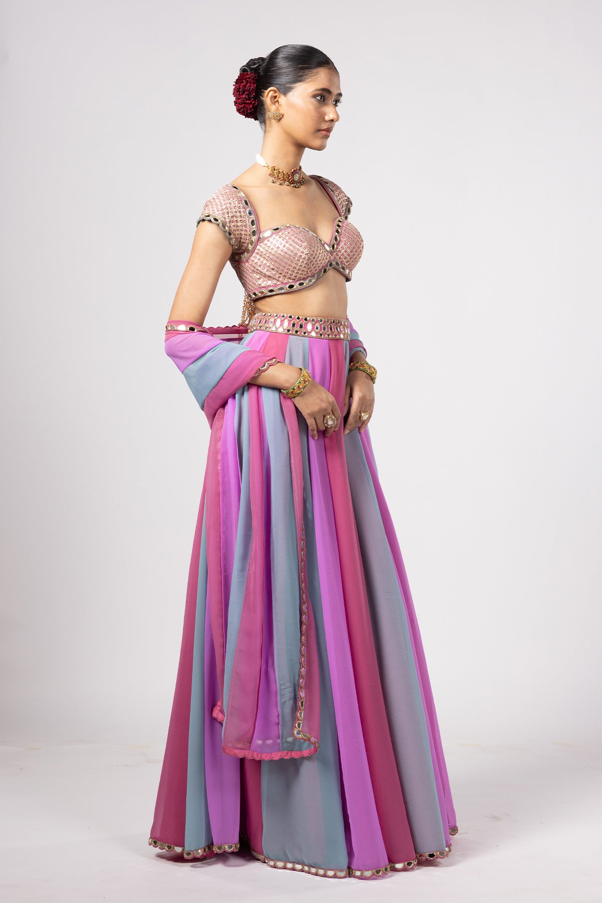 Aqua Lehenga Pants Set