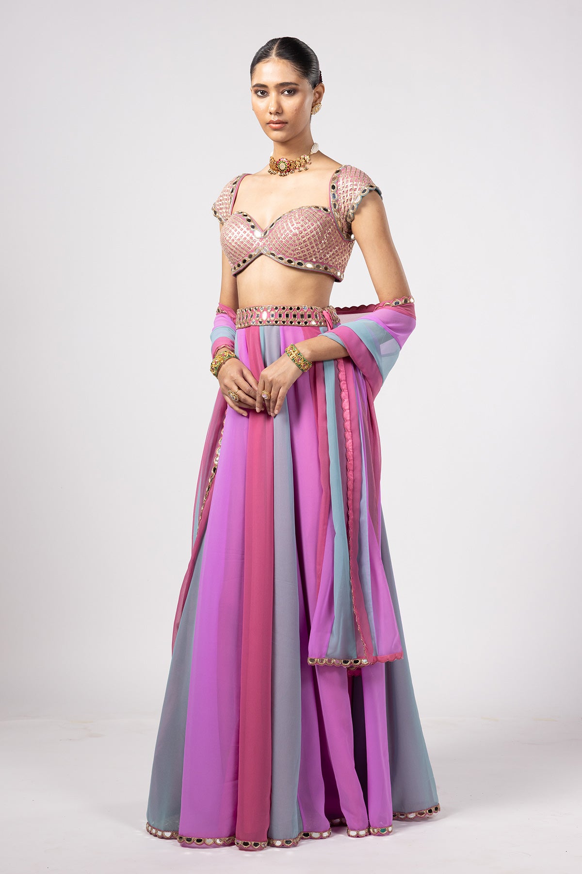 Aqua Lehenga Pants Set