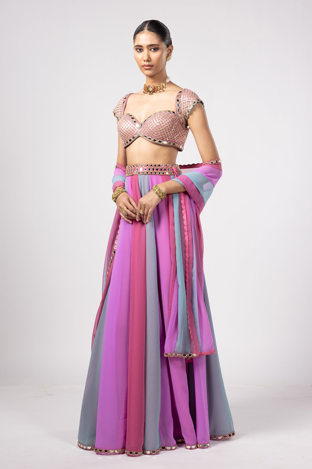 Aqua Lehenga Pants Set