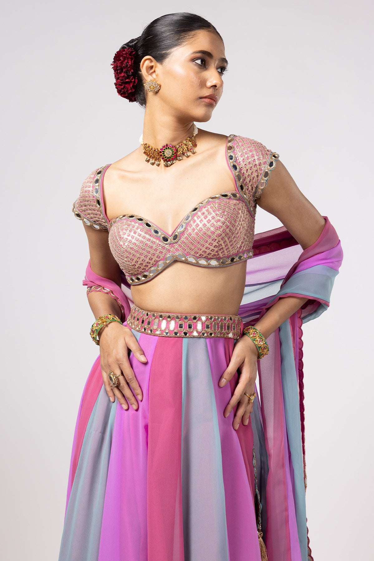 Aqua Lehenga Pants Set