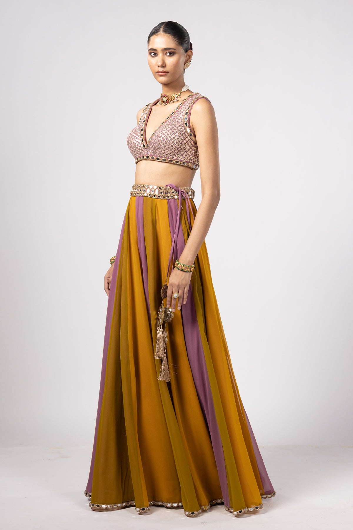 Green Lehenga Pants Set