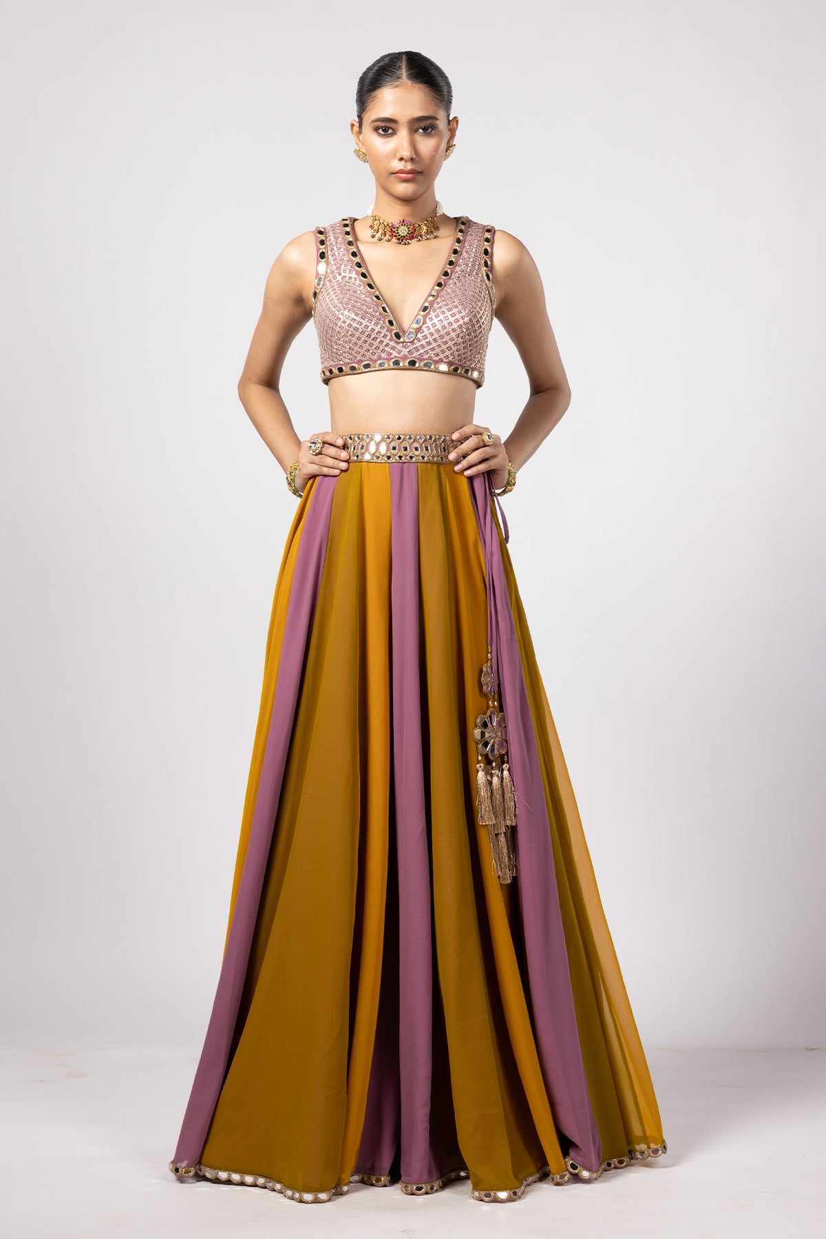 Green Lehenga Pants Set
