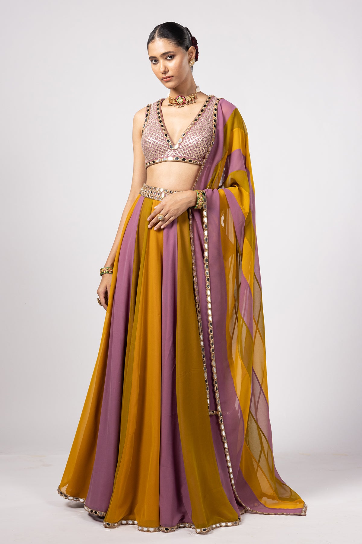 Green Lehenga Pants Set