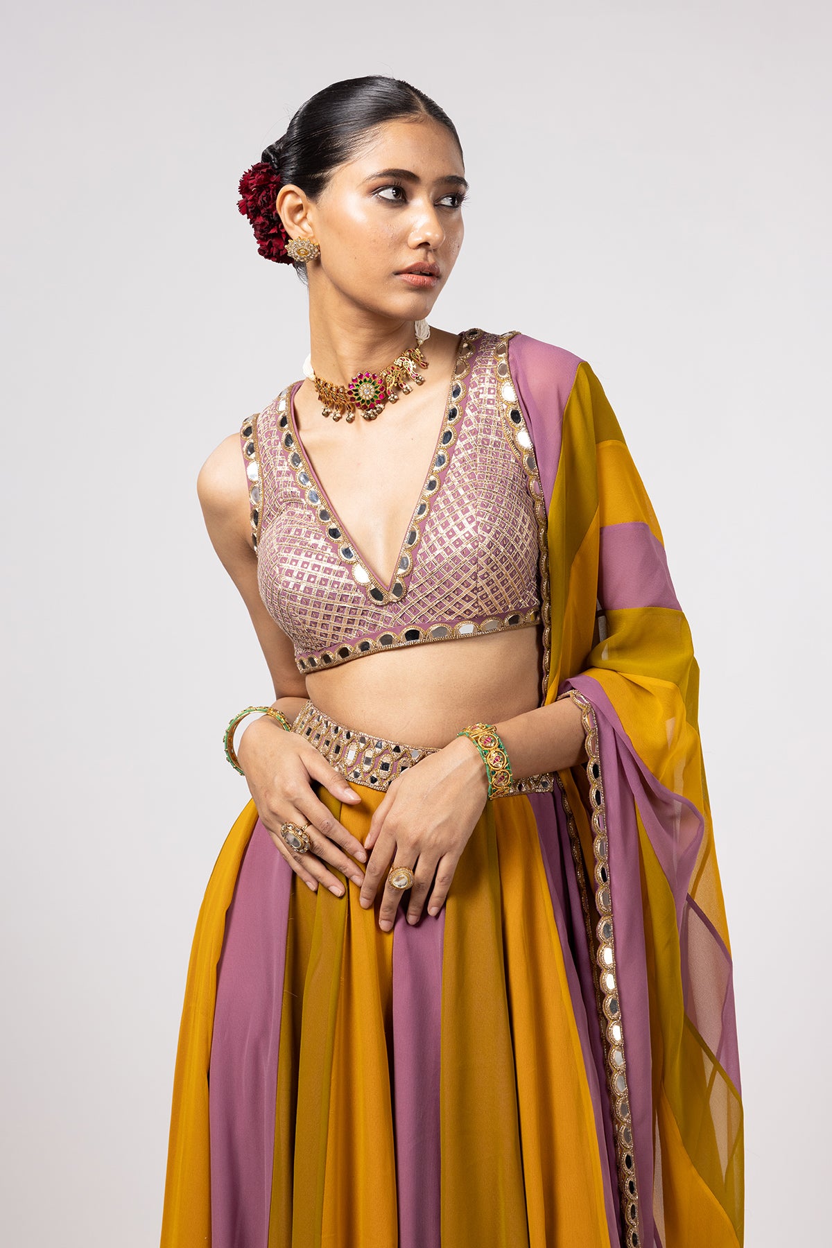 Green Lehenga Pants Set