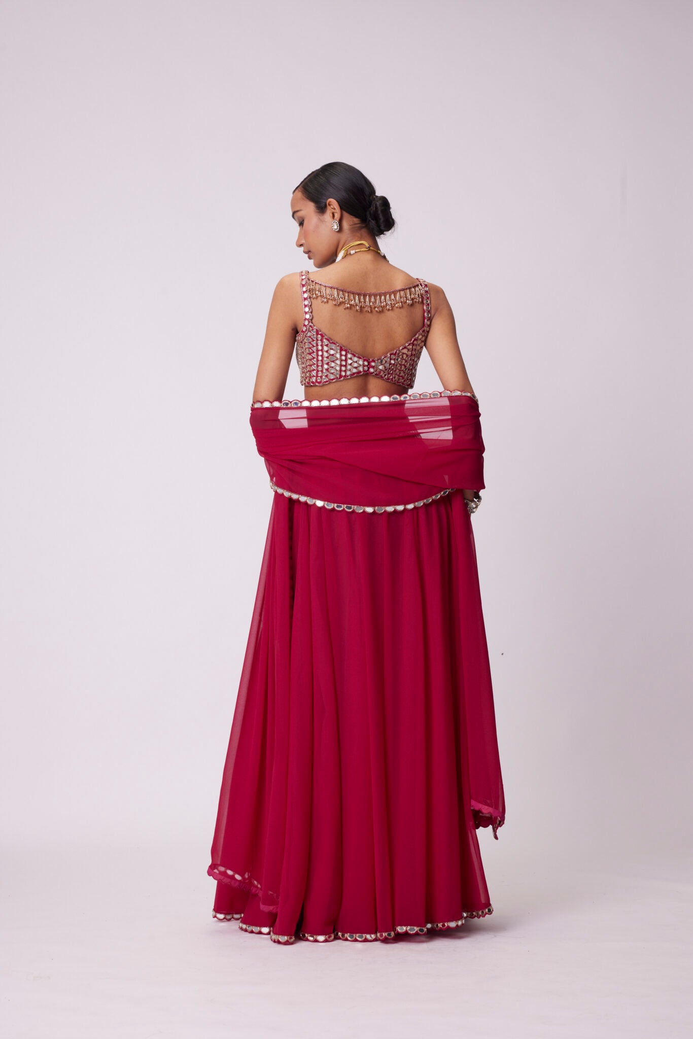 Crimson Red Lehenga Pant Set