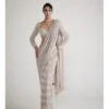 Ash Pink Chandelier Pearl Drop Saree Set