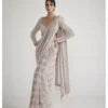 Ash Pink Chandelier Pearl Drop Saree Set