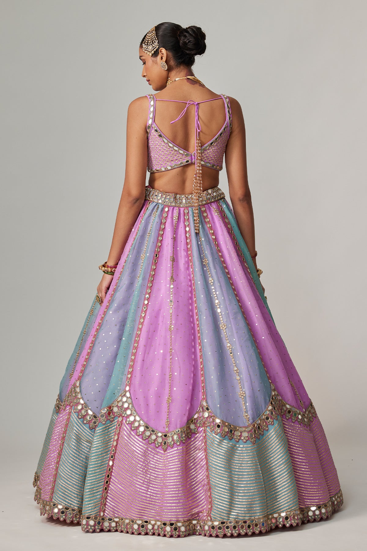 Mauve Multicolor Sequin Scattered Lehenga With Sweetheart Neck Blouse