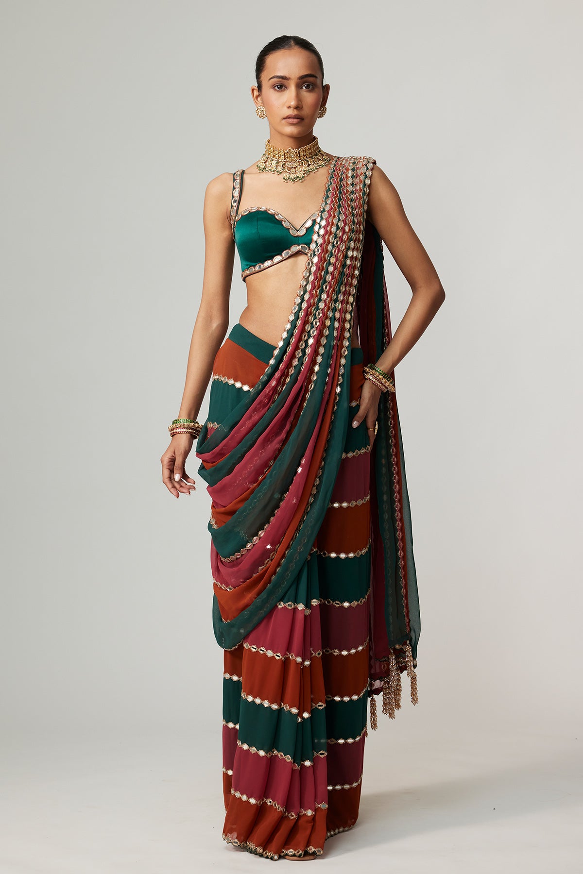 Cranberry Multicolor Saree