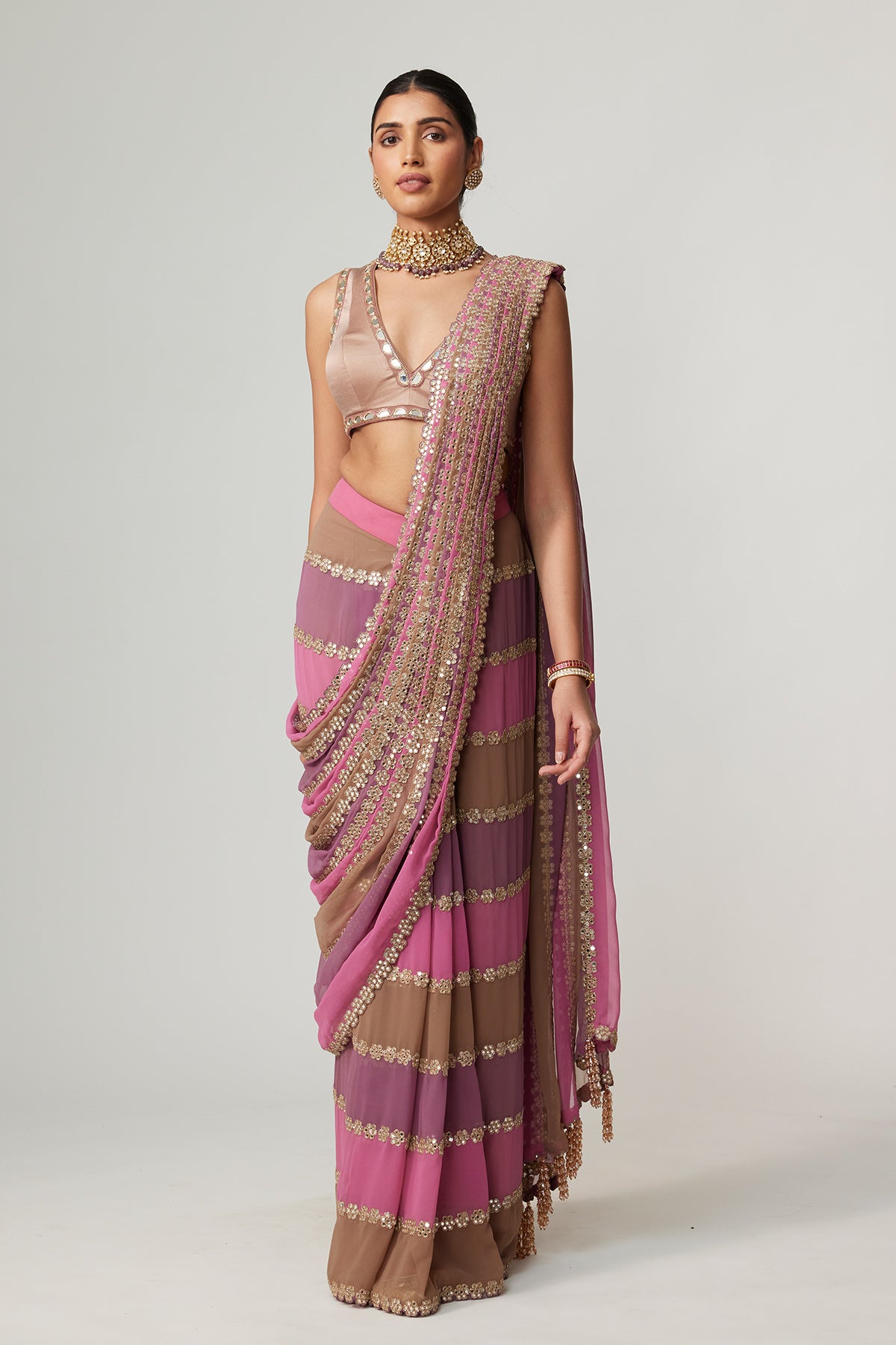 Mud Mauve Multicolor Saree
