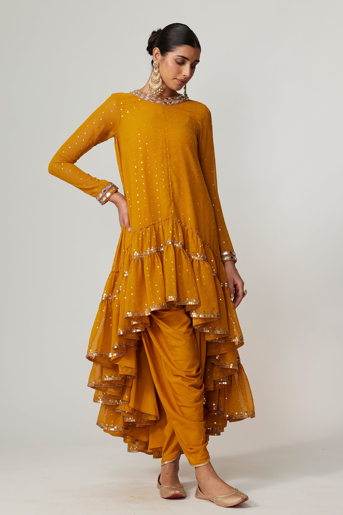 Mustard Dhoti Kurta Set