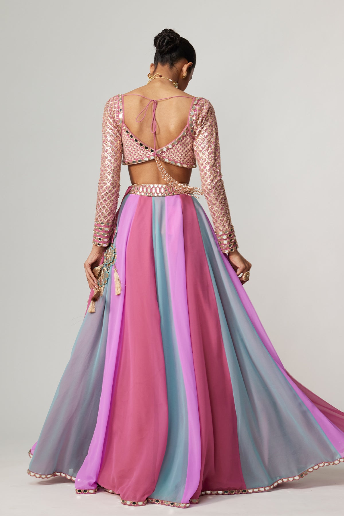 Mauve Multicolor Lehenga Pants Set