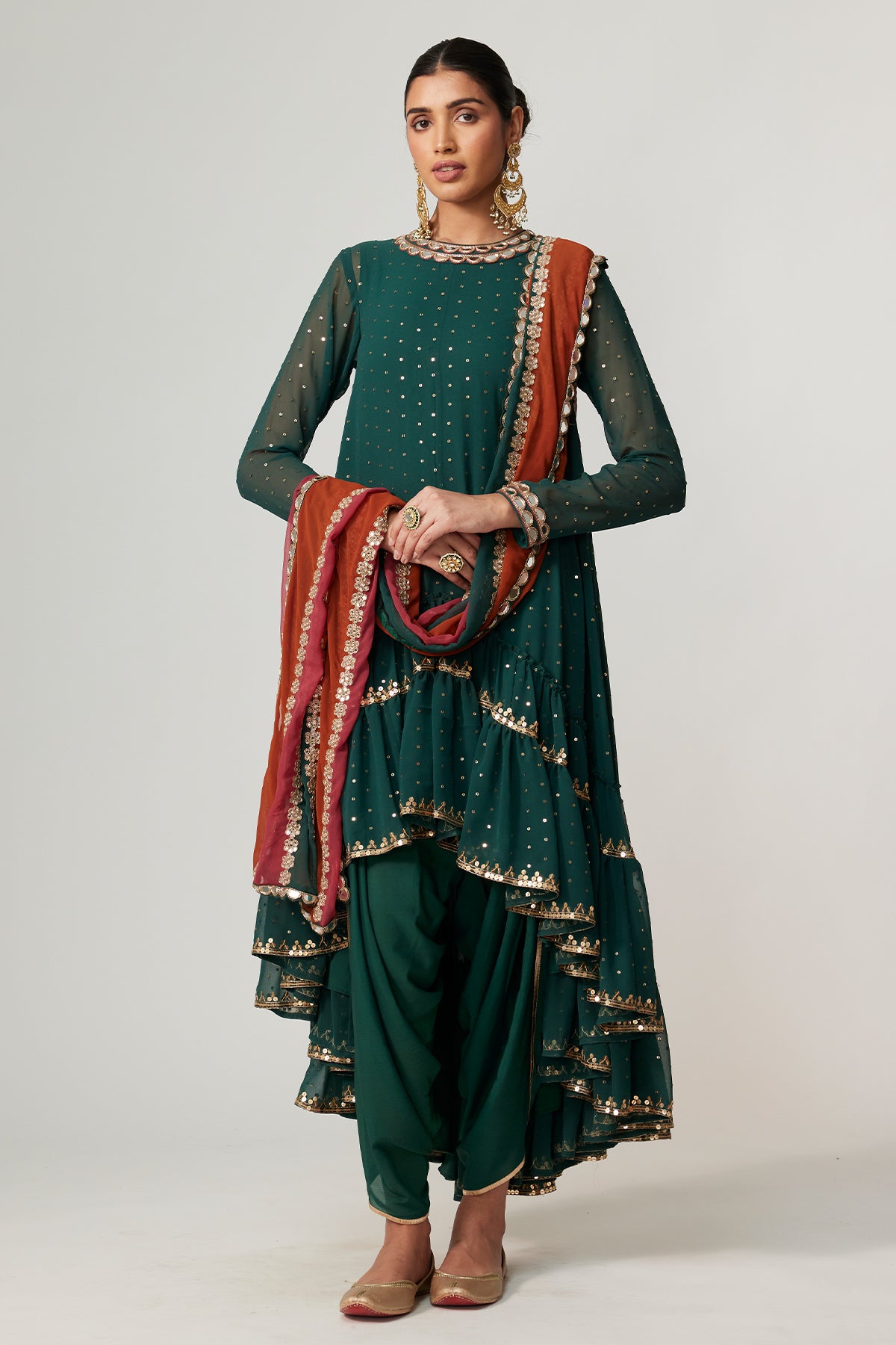 Jade Green Dhoti Kurta With Dupatta Set