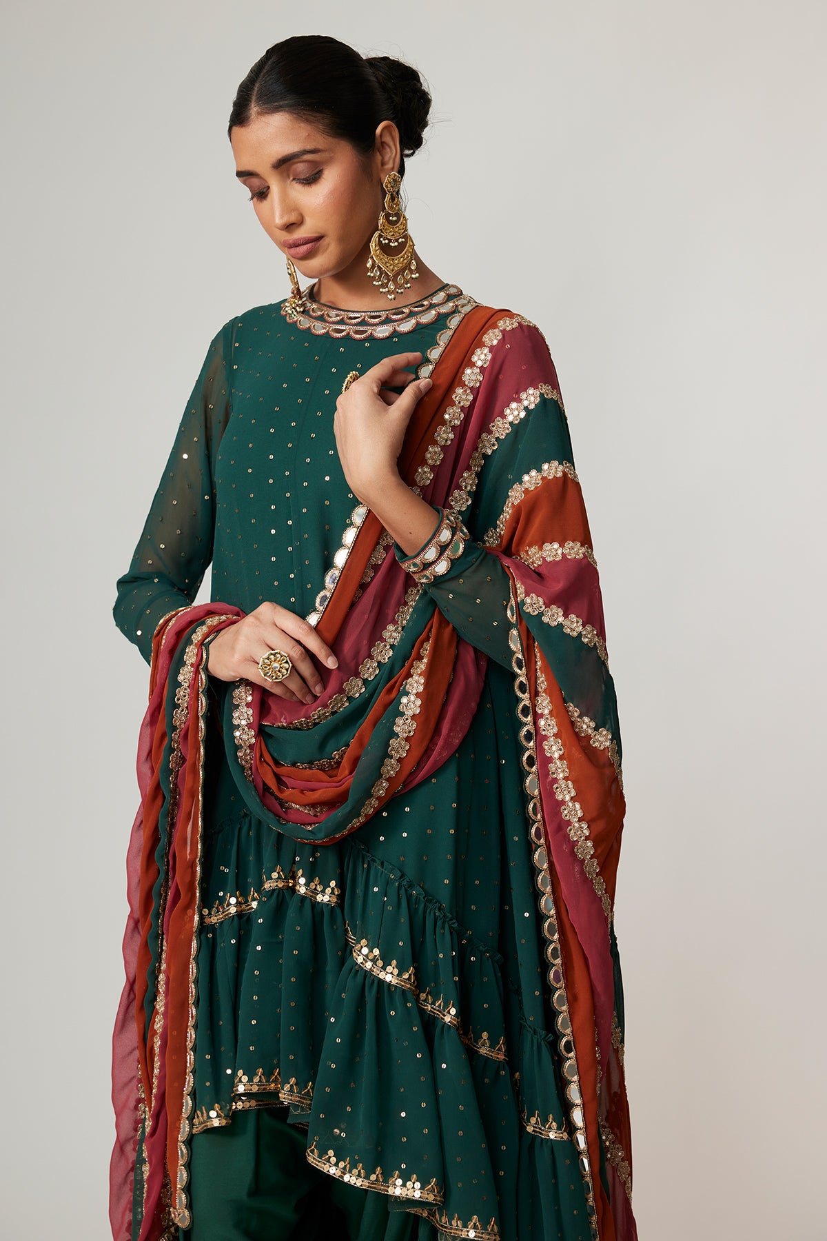 Jade Green Dhoti Kurta With Dupatta Set