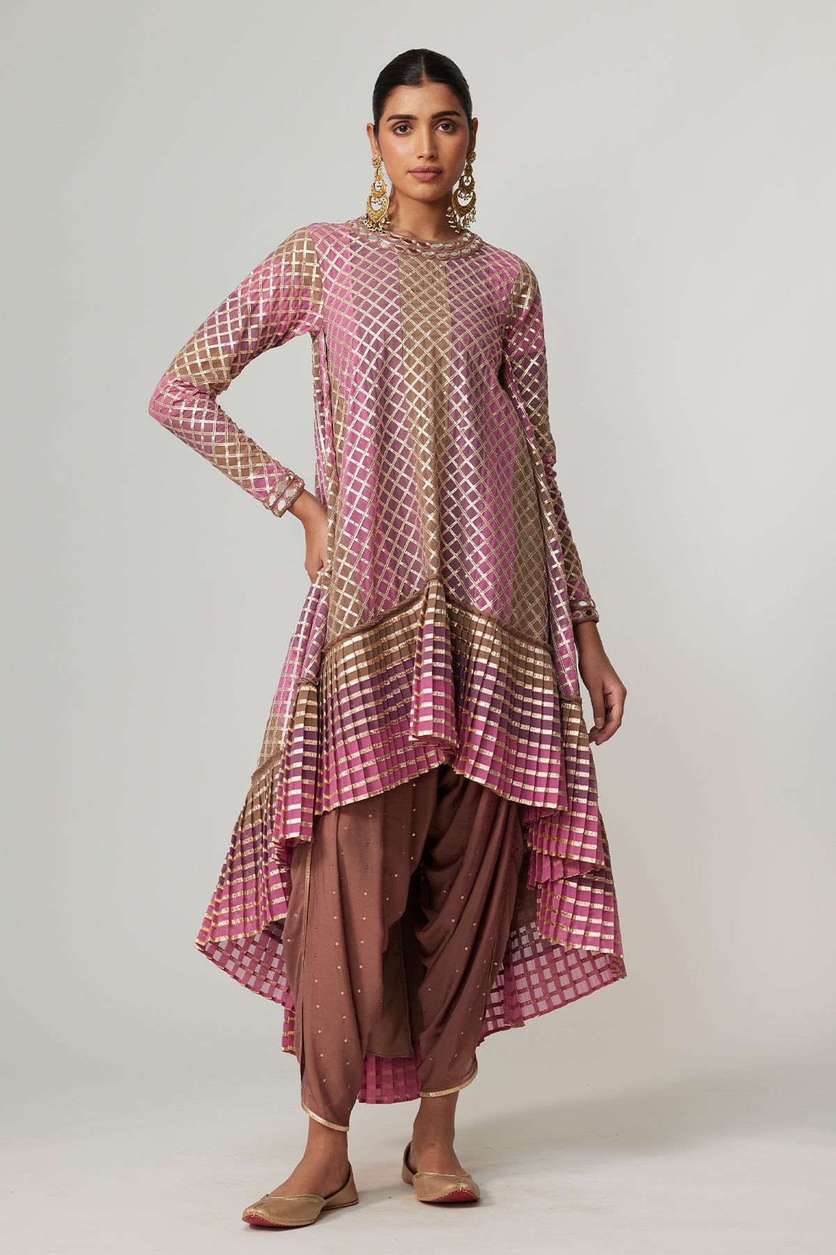 Mud Mauve Multicolor Dhoti Kurta Set