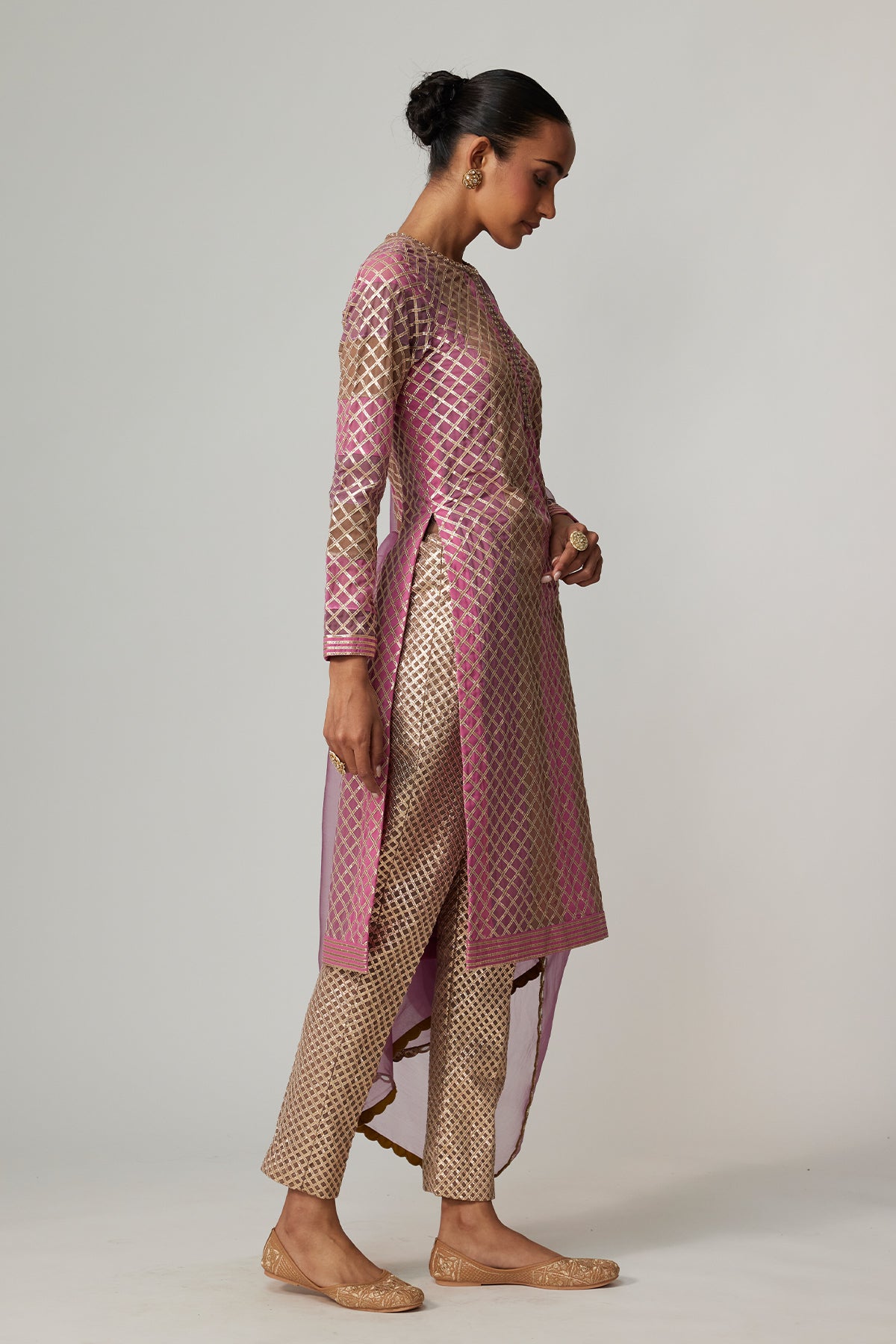 Mud Mauve Multicolor Kurta With Dupatta Set