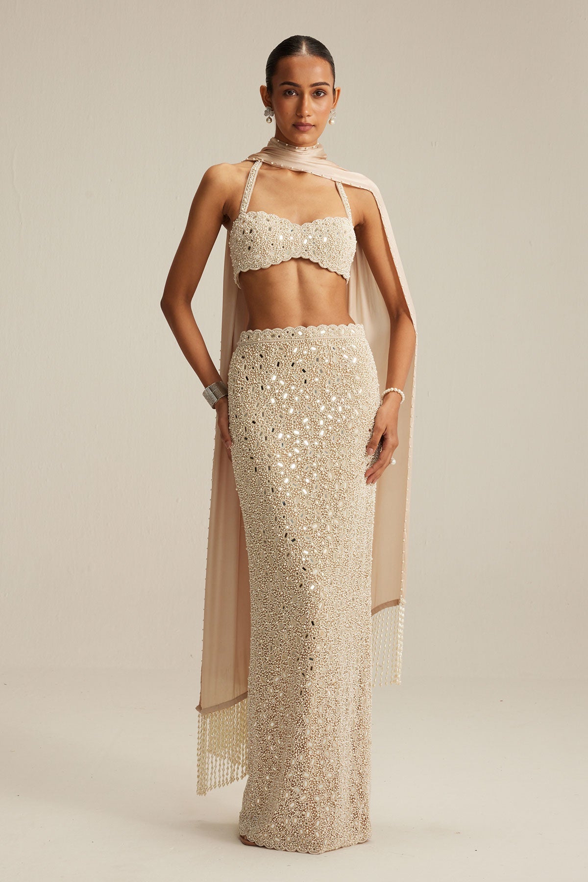 Light Beige Pencil Skirt