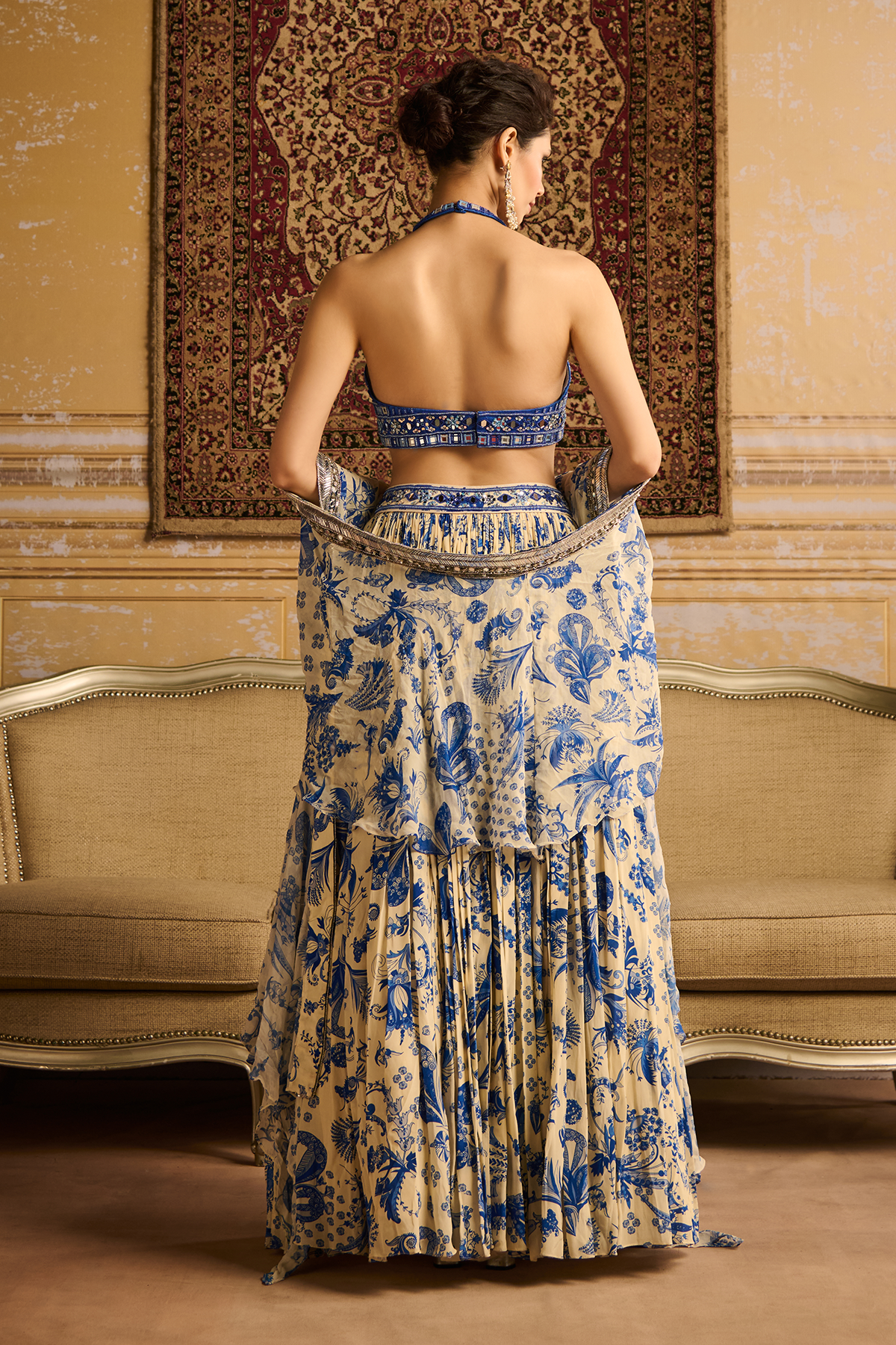 Mrunal Thakur in Blue embroidered blouse and lehenga set