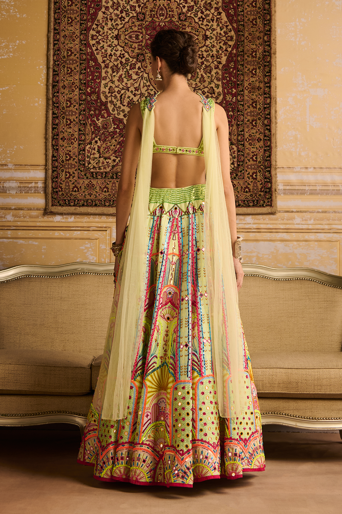 Mint embroidered blouse and Lehenga set - Ready to Ship