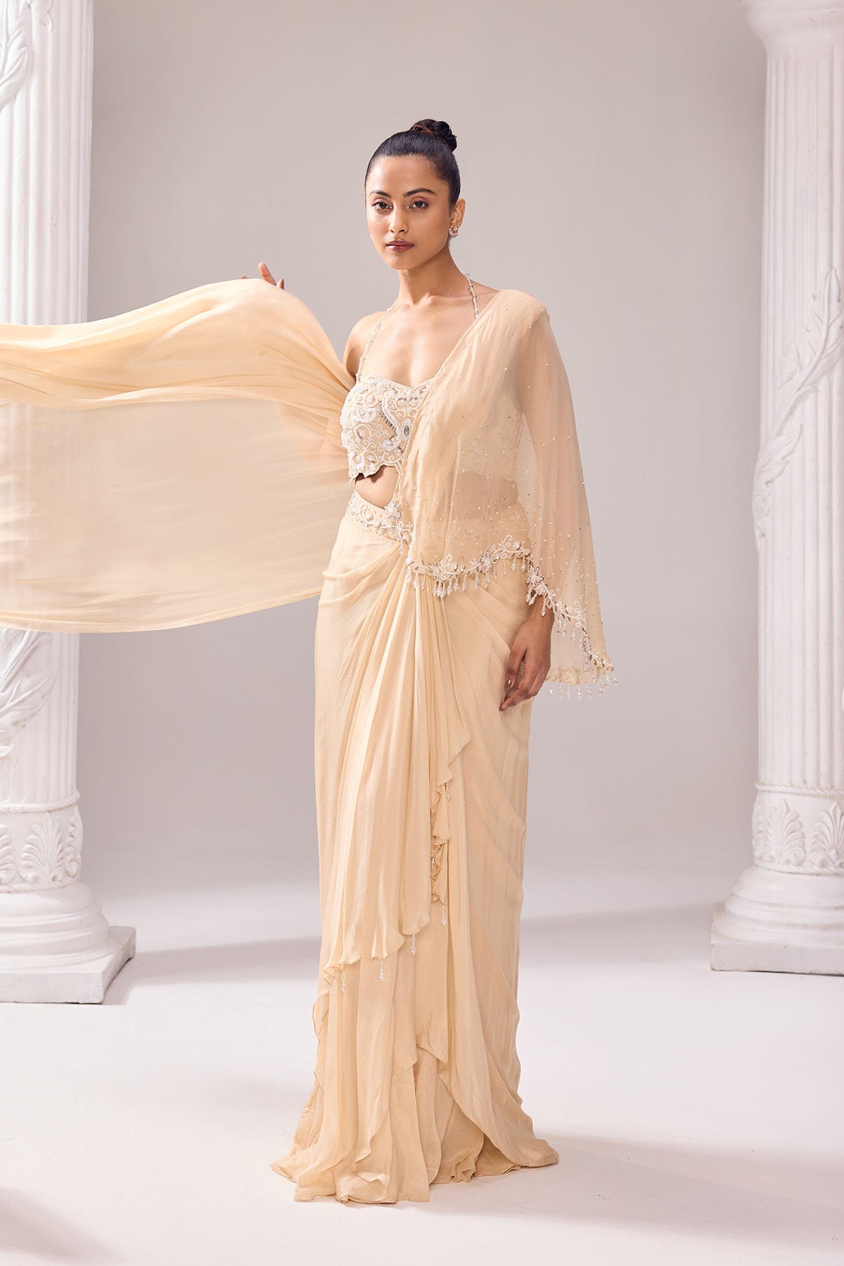 A- Symmetrical drape saree