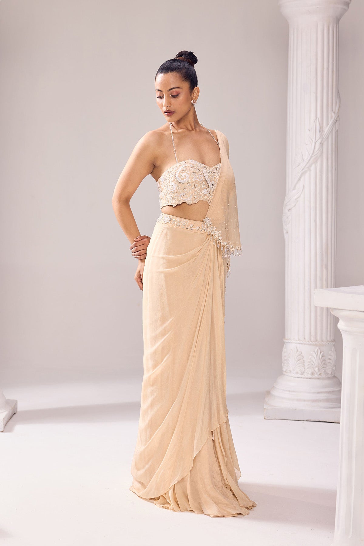 A- Symmetrical drape saree