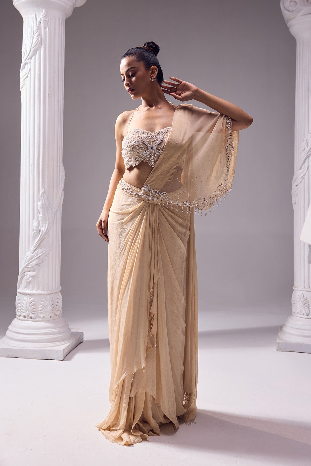 A- Symmetrical drape saree