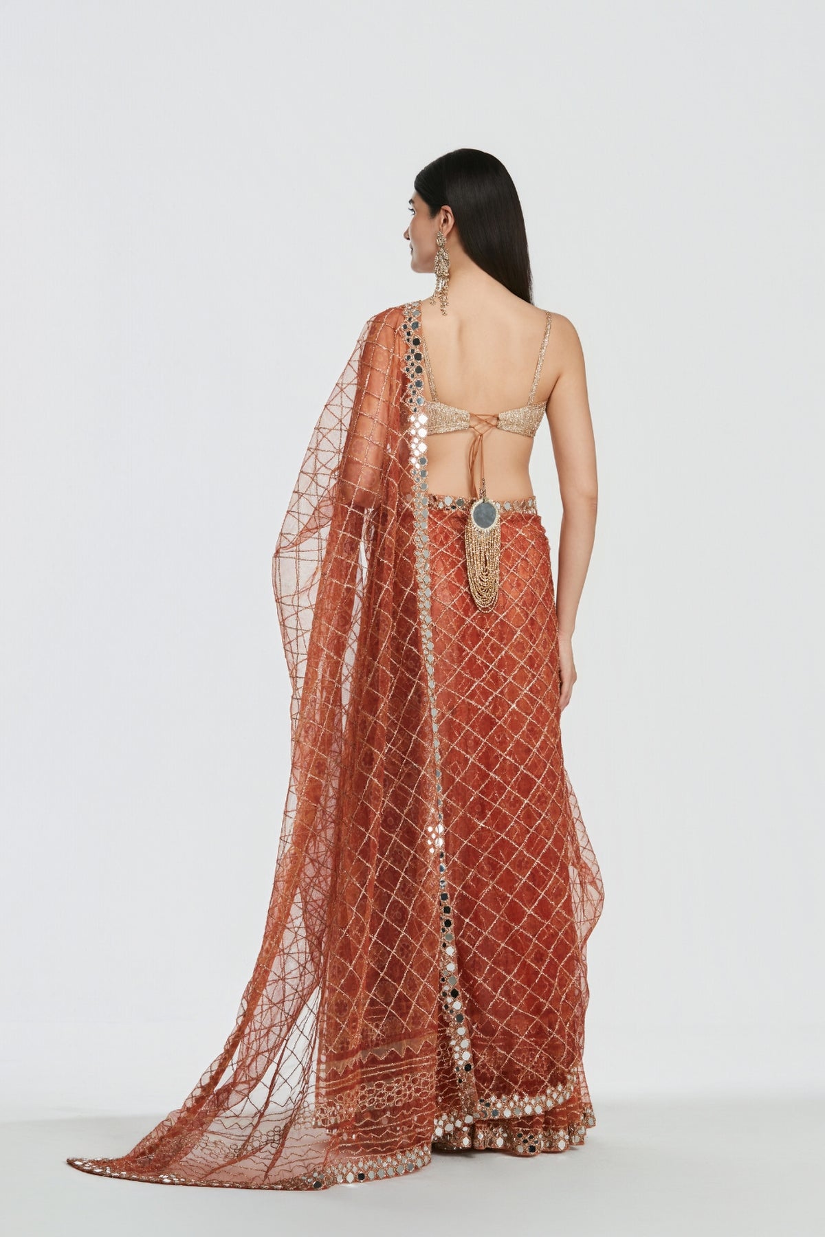 Shrine Burnt Orange Saree Set