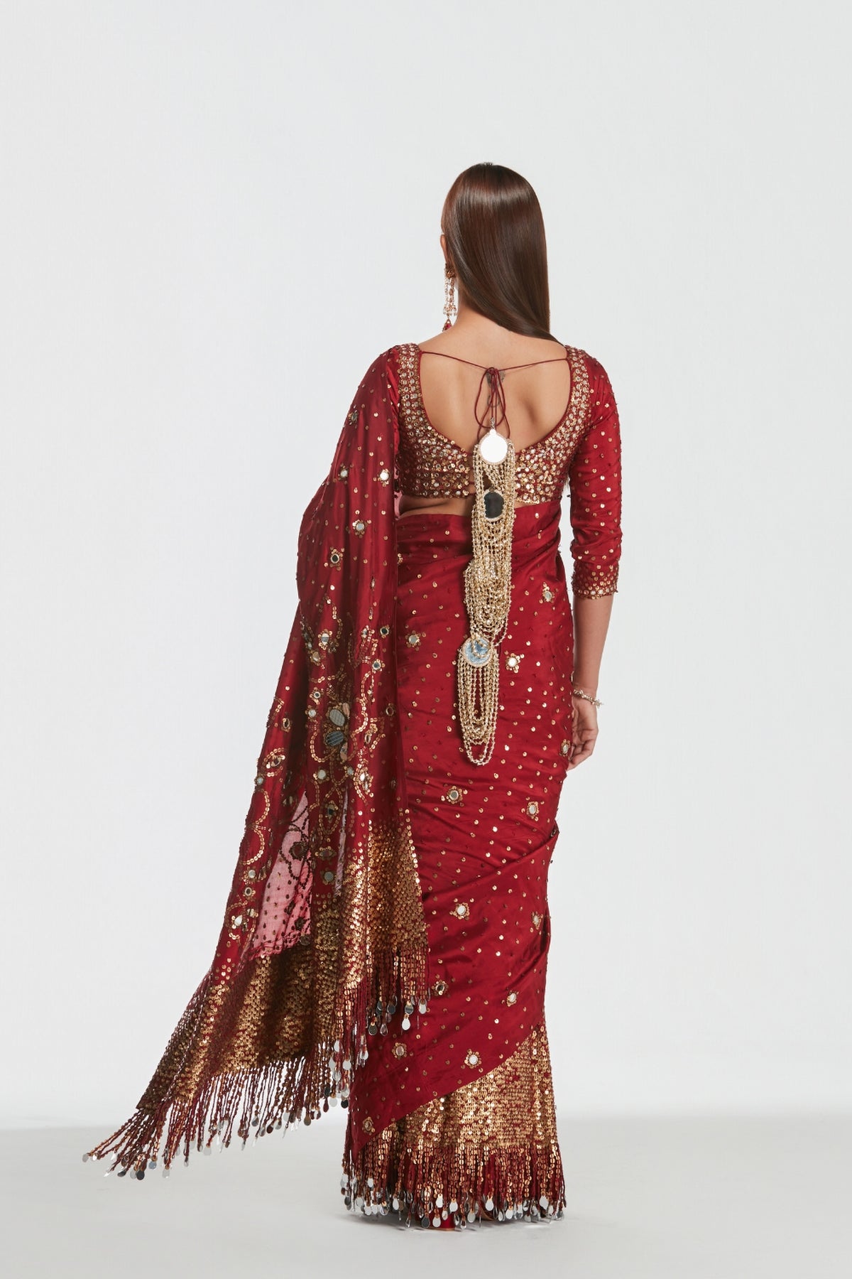 Shrine Vintage Red Saree Set