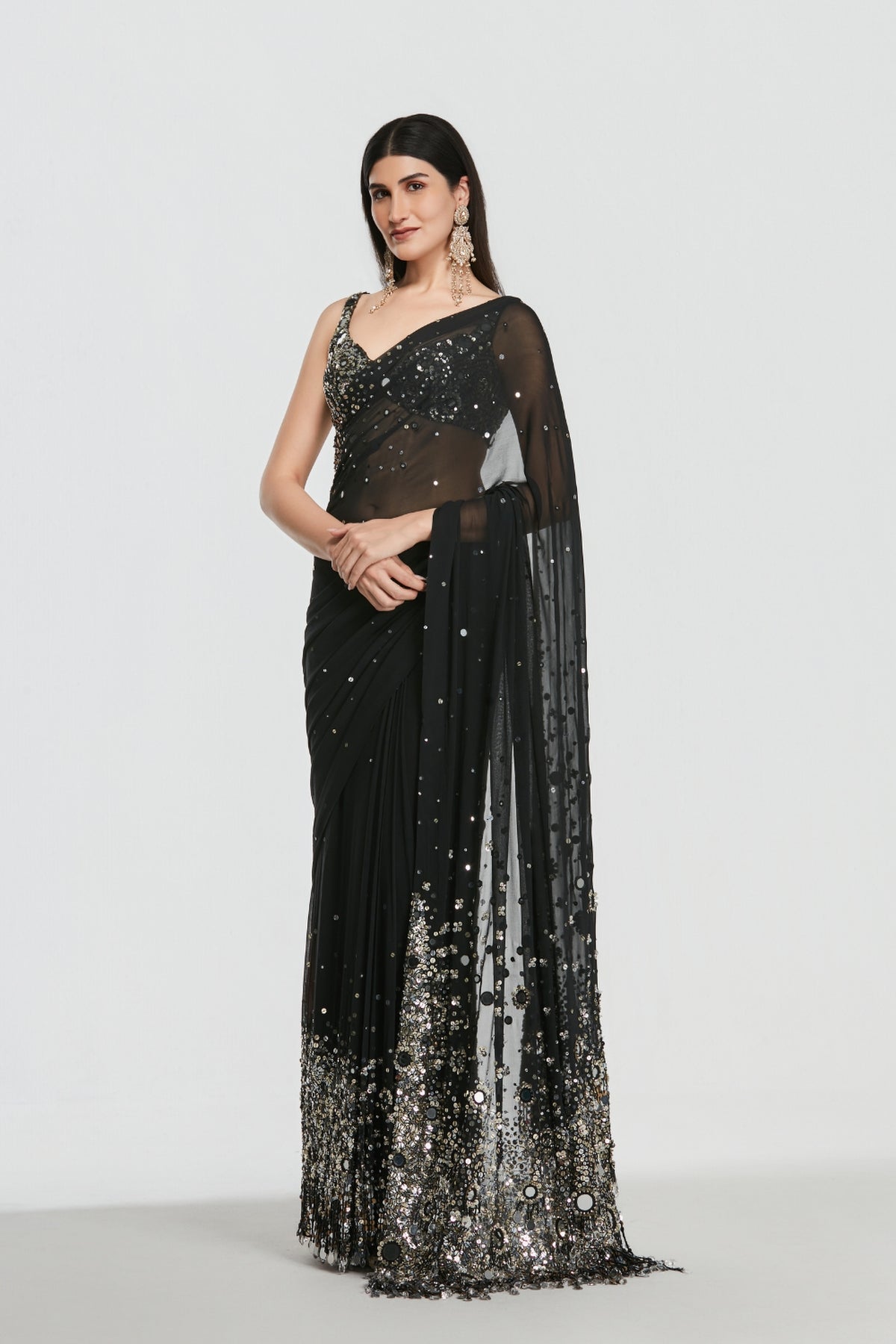 Shrine Deep Night Saree Set