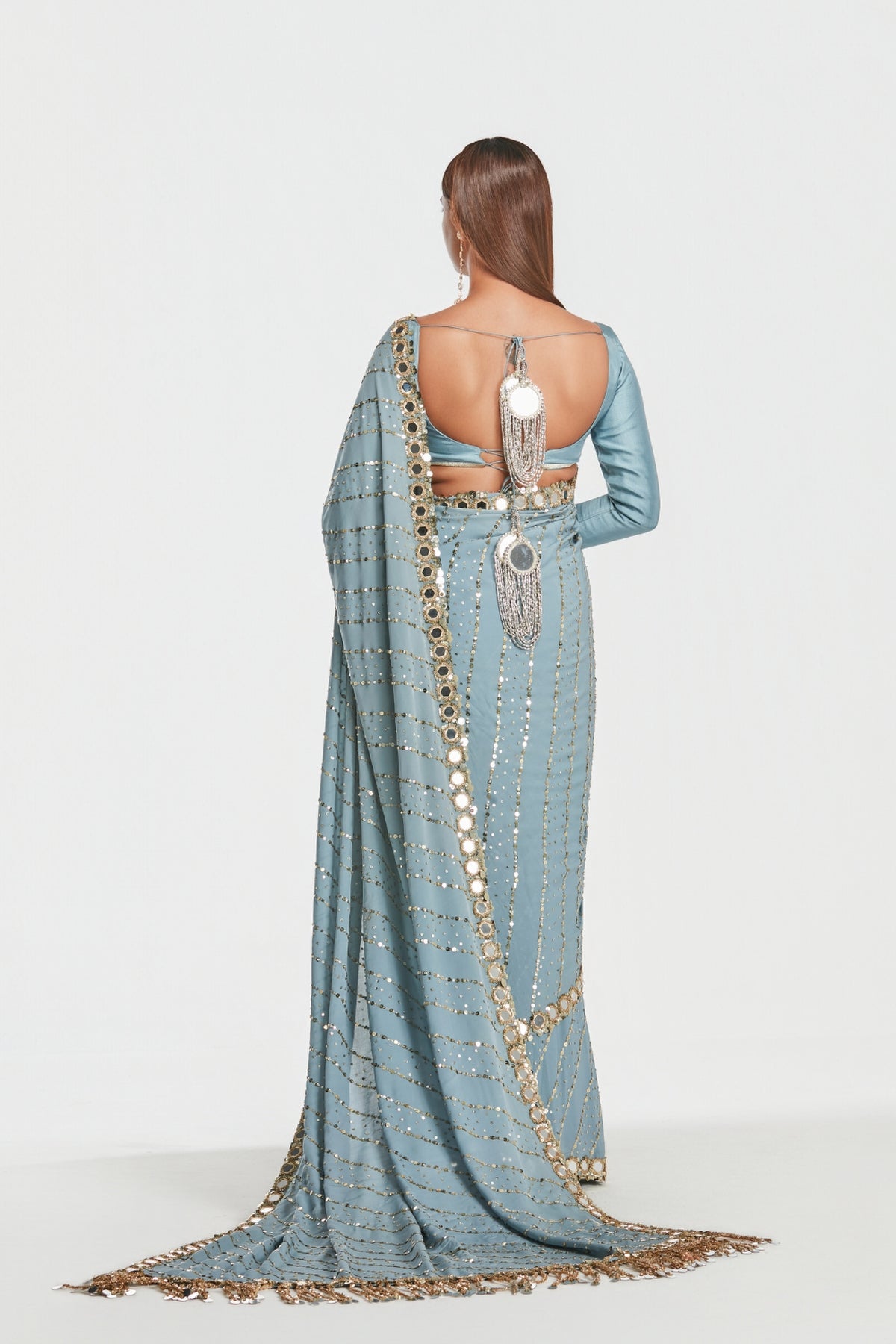 Shrine Alice Blue Saree Set