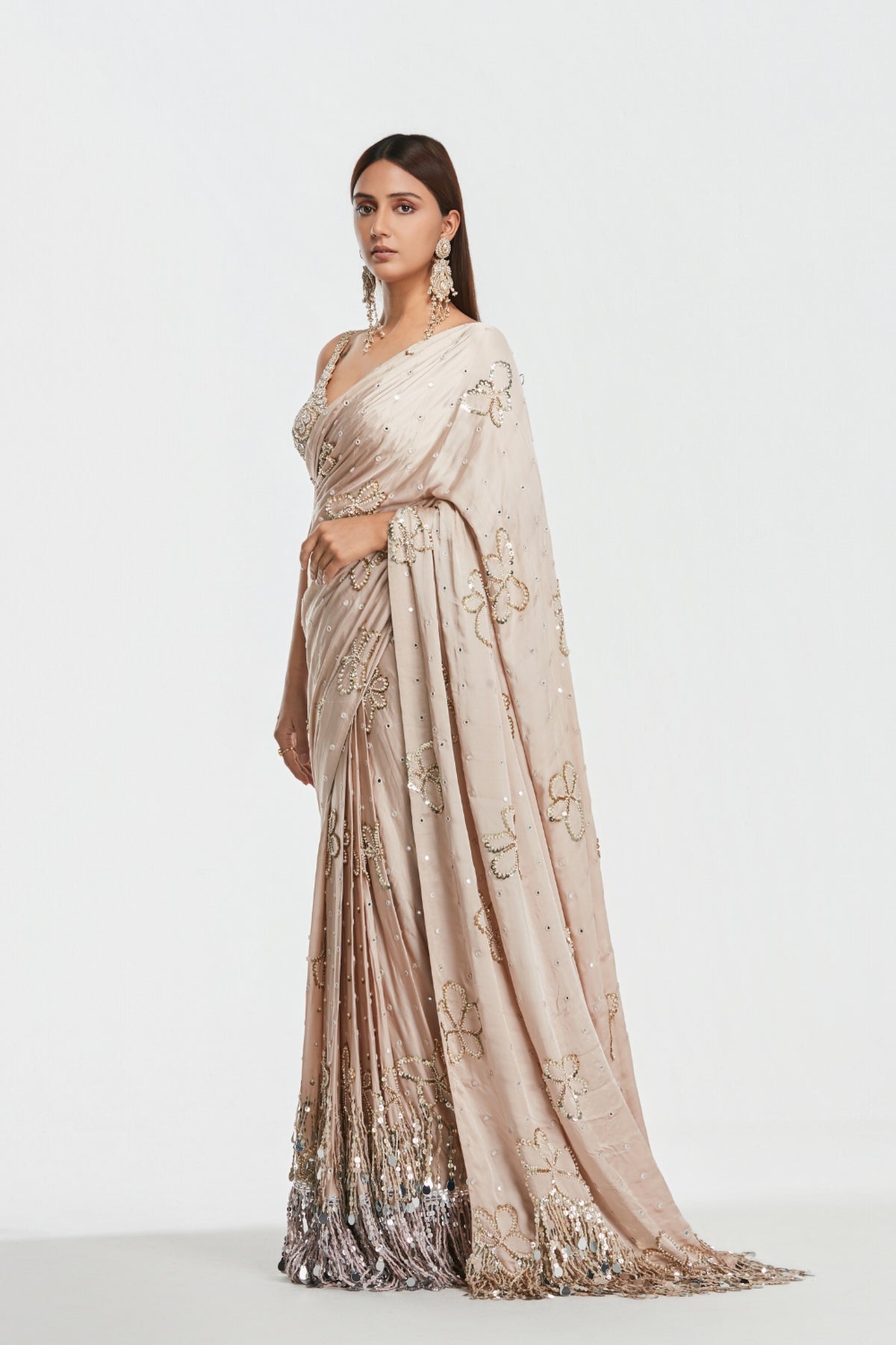 Shrine Shell Pink Saree Set