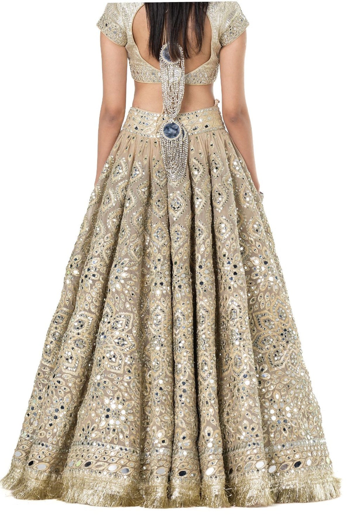 Beige golden lehenga set