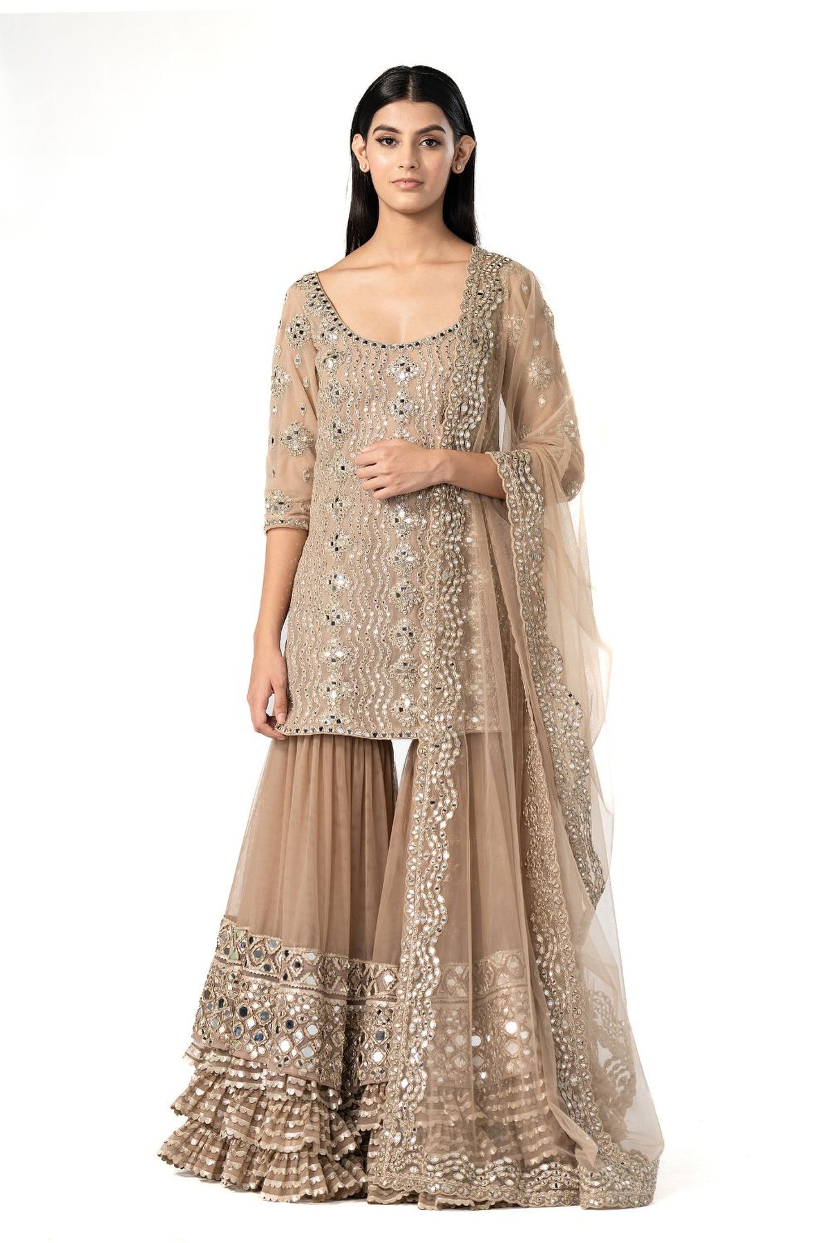 Moon grey sharara set