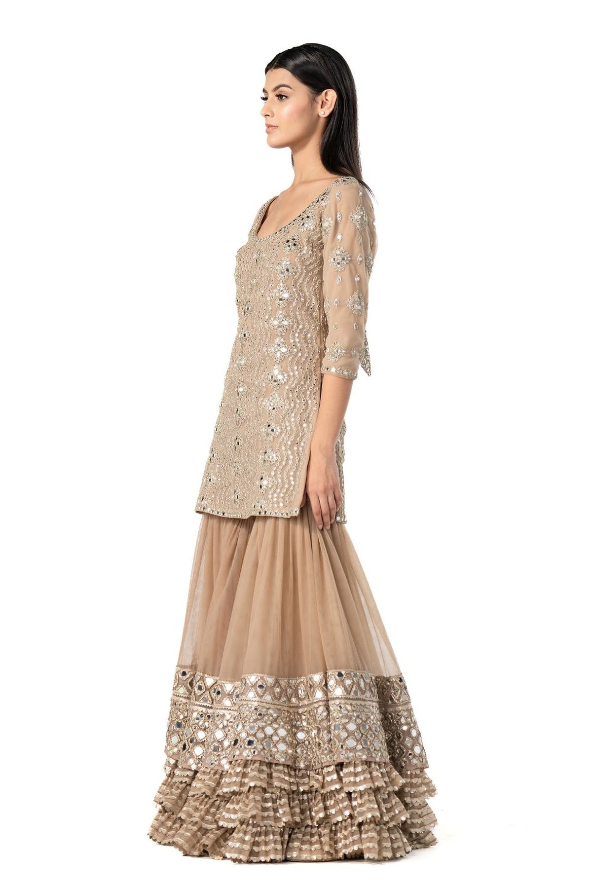 Moon grey sharara set