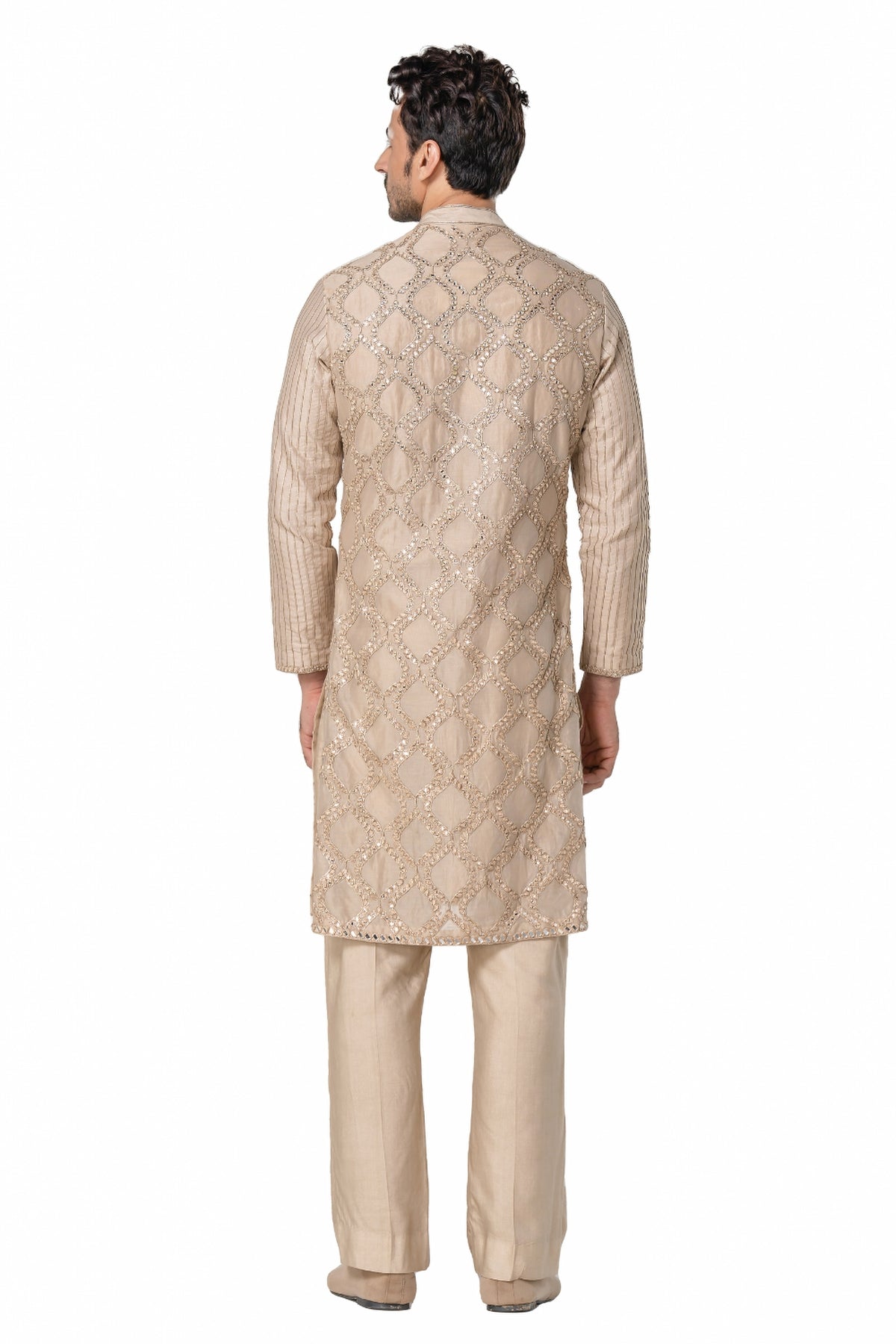Beige heavy chanderi kurta