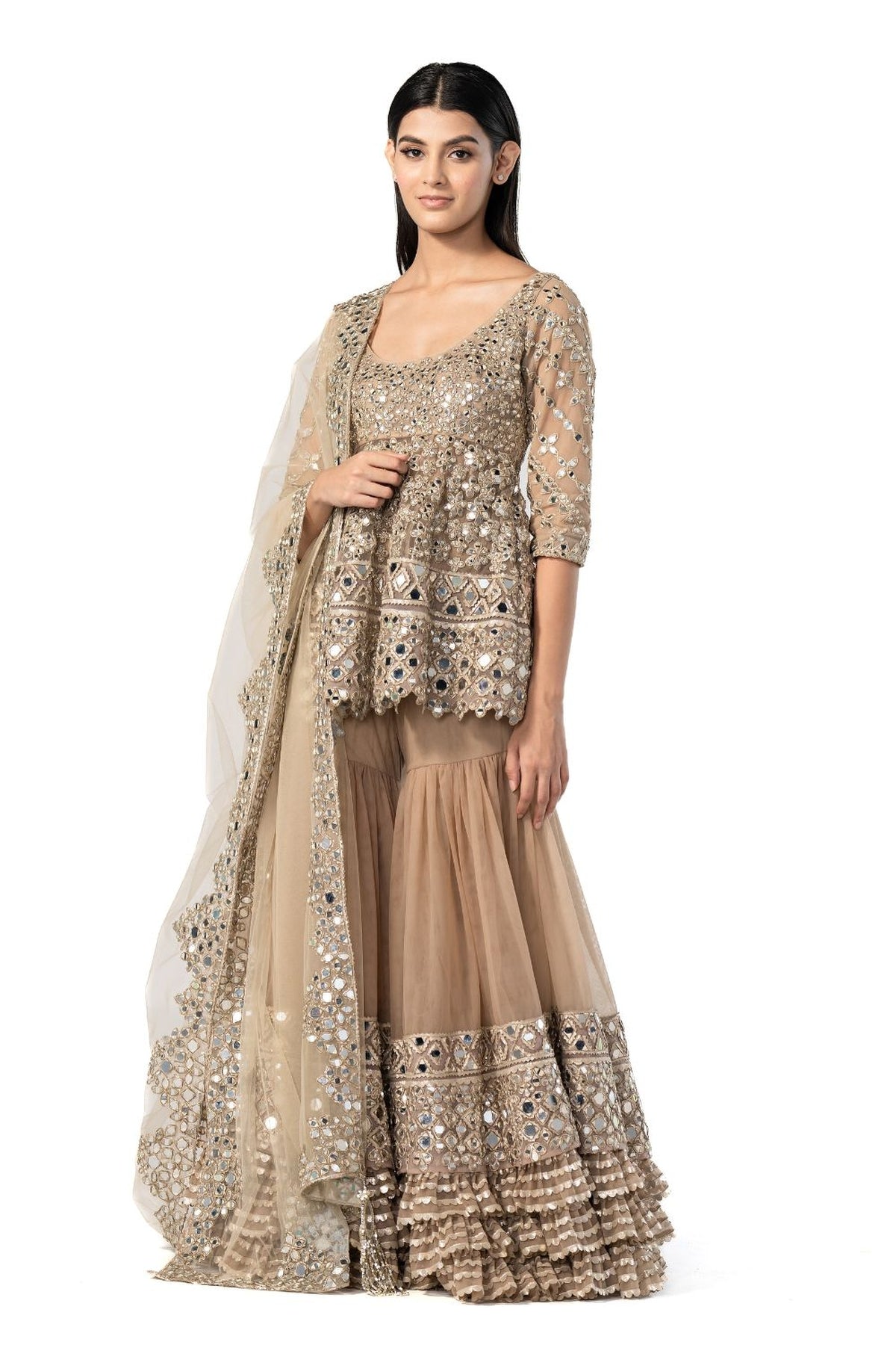 Moon Grey kurta sharara set