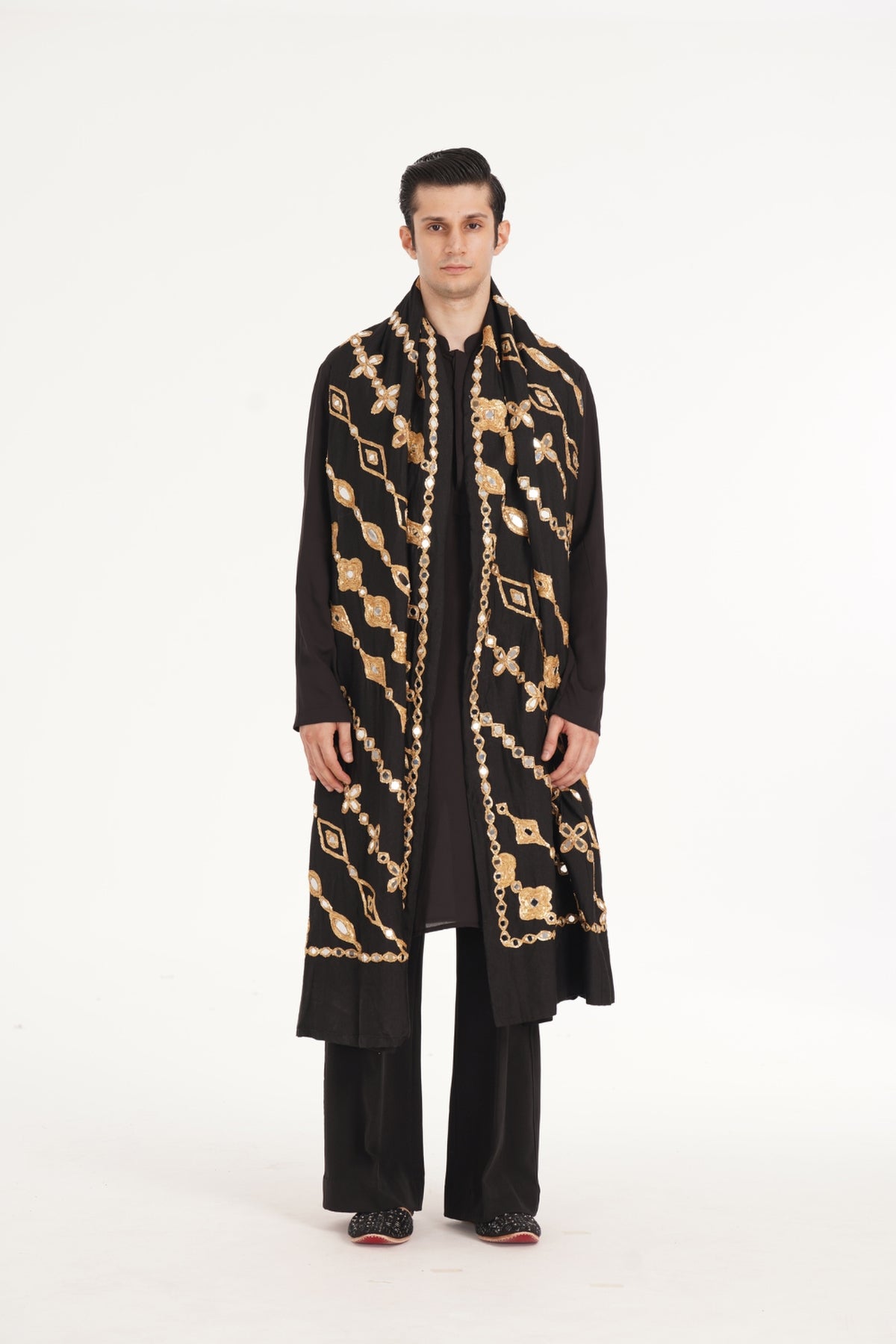 Kalbeliya Men's Black Kurta Set