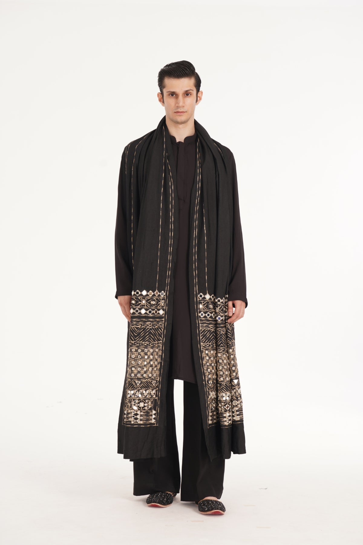 Kalbeliya Men's Black Kurta Set